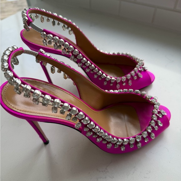 AQUAZZURA Temptation crystal 105 sandals in Fuschia - Size 38 - Picture 9 of 16